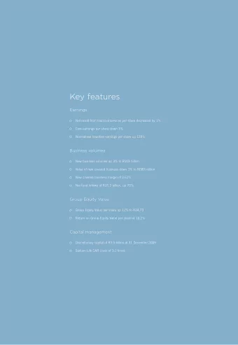 Key features  Earnings  Net result from fjnancial services per share decreased by 1%  Core earnings