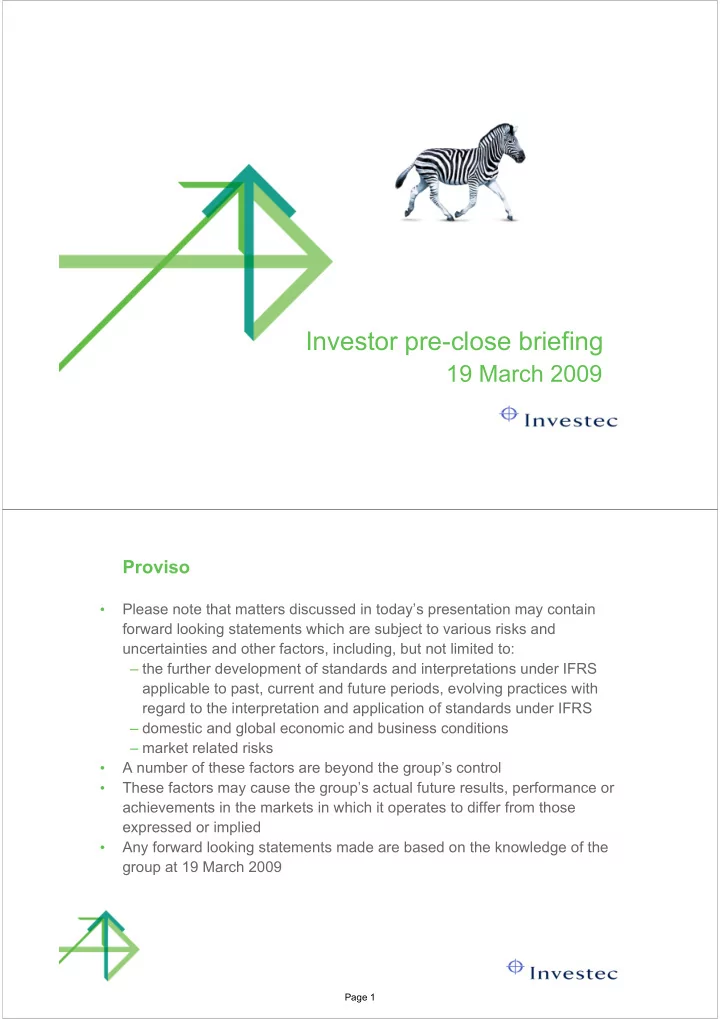 investor pre close briefing