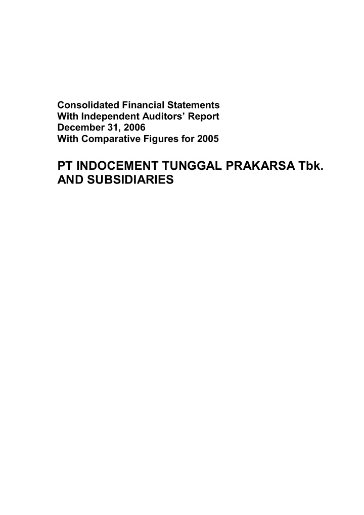 consolidated financial statements with independent