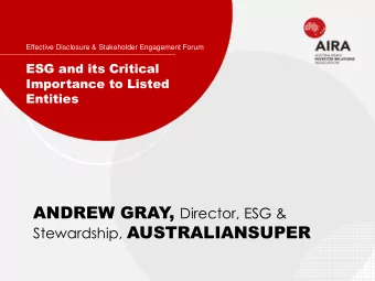 Click to edit Master title style  Effective Disclosure &amp; Stakeholder Engagement Forum  ESG and