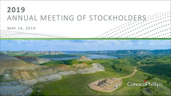 2019  ANNUAL MEETING OF STOCKHOLDERS  MAY 14, 2019  Cautionary Statement  The following