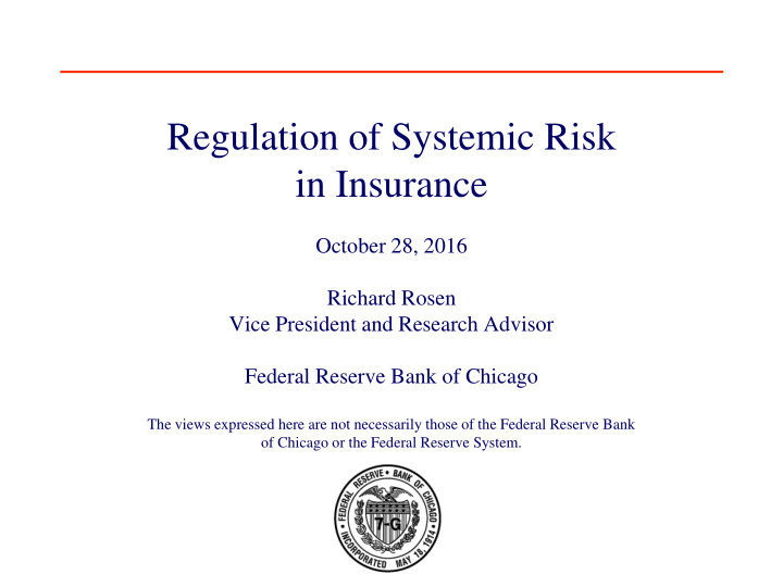 regulation of systemic risk in insurance