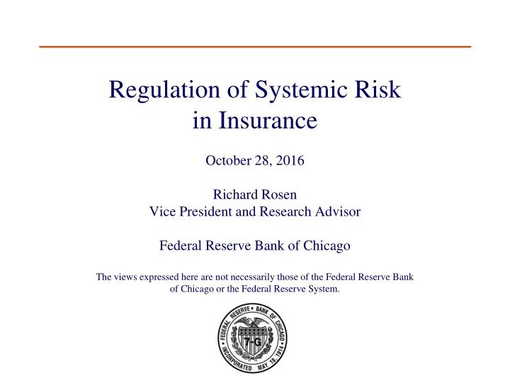 regulation of systemic risk in insurance