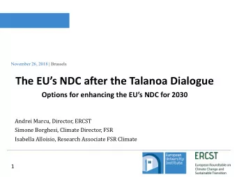 The EUs NDC after the Talanoa Dialogue  Options for enhancing the EUs NDC for 2030  Andrei