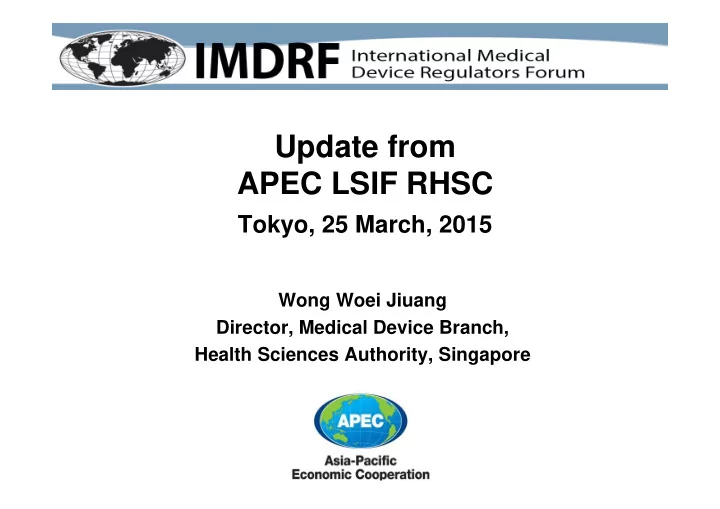 update from apec lsif rhsc