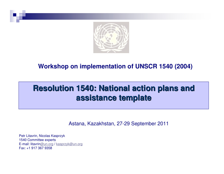resolution 1540 national action plans and resolution 1540