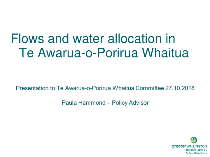 flows and water allocation in