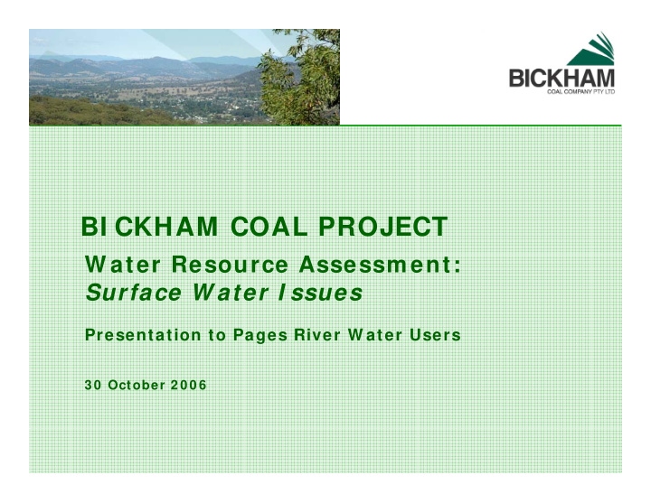 bi ckham coal project
