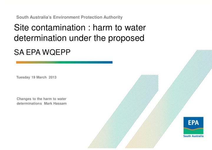 site contamination harm to water determination under the
