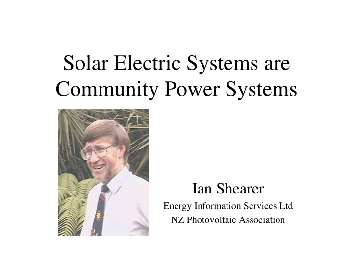 solar electric systems are community power systems
