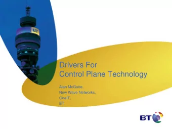 Drivers For  Control Plane Technology  Alan McGuire,  New Wave Networks,  OneIT,  BT  Management