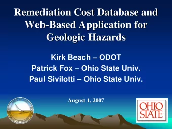 Remediation Cost Database and  Remediation Cost Database and  Web-  -Based Application for  Based