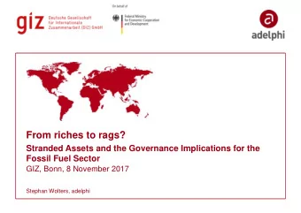 From riches to rags?  Stranded Assets and the Governance Implications for the  Fossil Fuel Sector