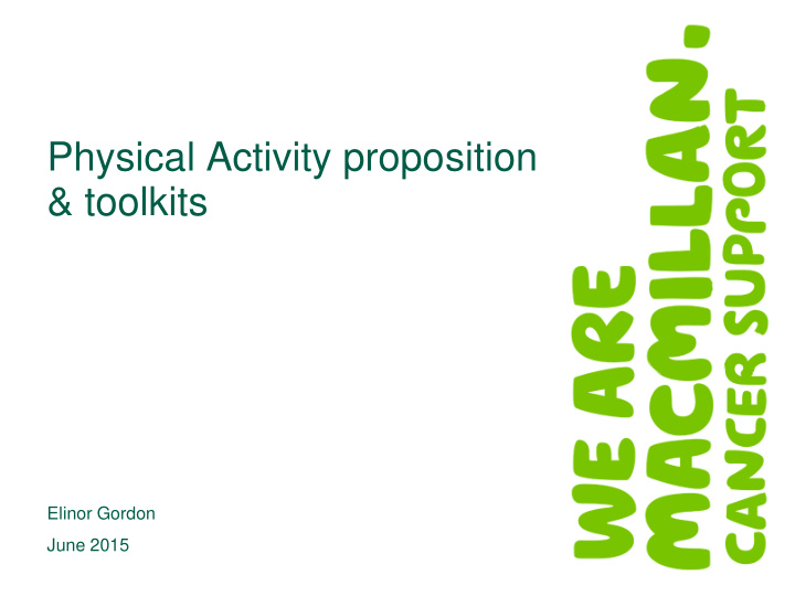 physical activity proposition toolkits