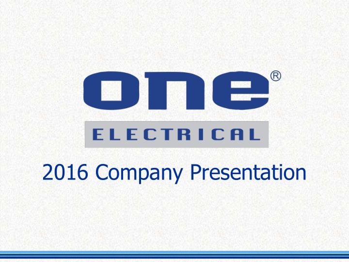 2016 company presentation