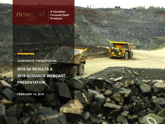 2018 Q4 RESULTS &amp;  2019 GUIDANCE WEBCAST  PRESENTATION  FEBRUARY 14, 2019  Cautionary