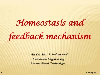 Homeo  Hom  eostasis  stasis an  and  d  fe  feedb  edback  ack me  mech  chanism  anism  Ass.