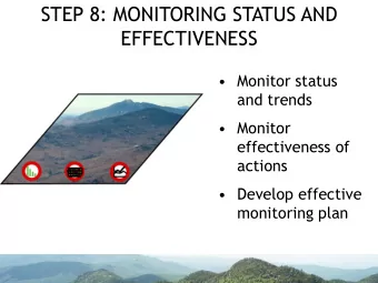EFFECTIVENESS  Monitor status  and trends  Monitor  effectiveness of  actions  Develop