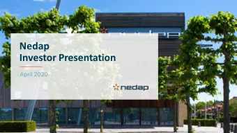 Nedap  Investor Presentation  April 2020  Disclaimer    Any forward-looking statements in this