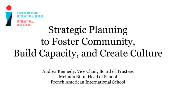 strategic planning to foster community build capacity and