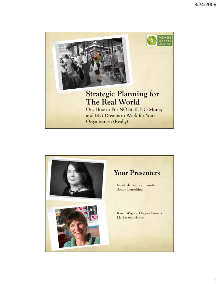 strategic planning for strategic planning for the real