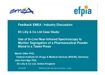 Feedback EMEA / Industry Discussion  Eli Lilly &amp; Co Ltd Case Study:  Use of In-Line