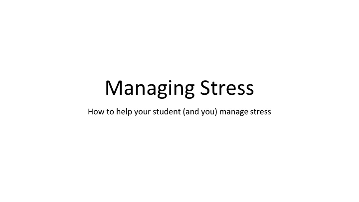 managing stress