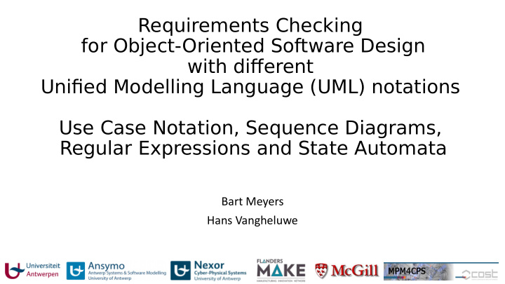 requirements checking for object oriented software design