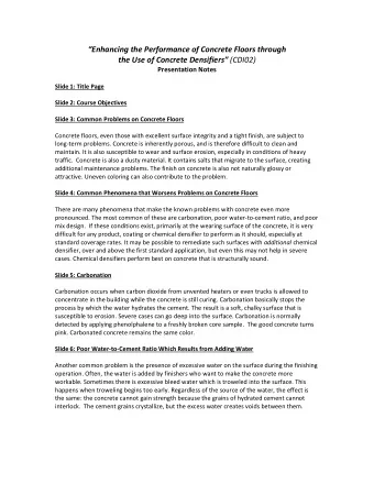 the Use of Concrete Densifiers (CDI02) Presentation Notes Slide 1: Title Page Slide 2: Course