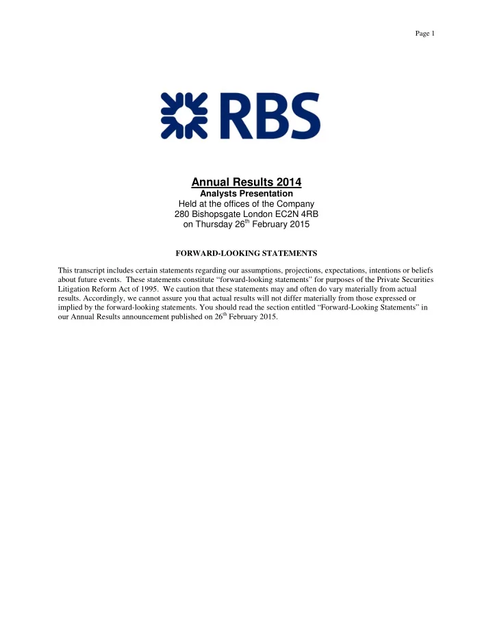 annual results 2014