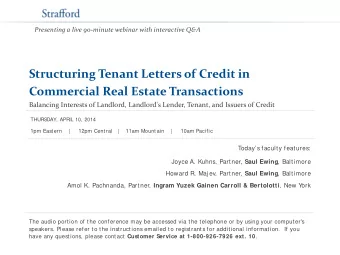 Structuring Tenant Letters of Credit in  Commercial Real Estate Transactions  Balancing Interests