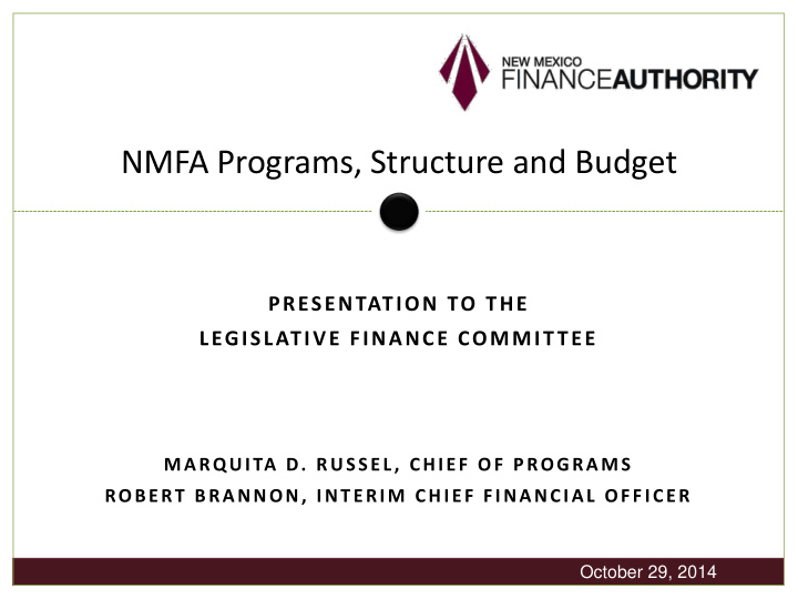 nmfa programs structure and budget