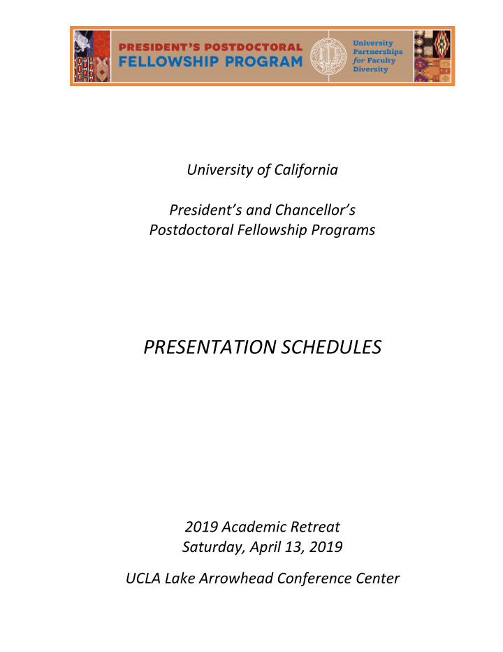 presentation schedules