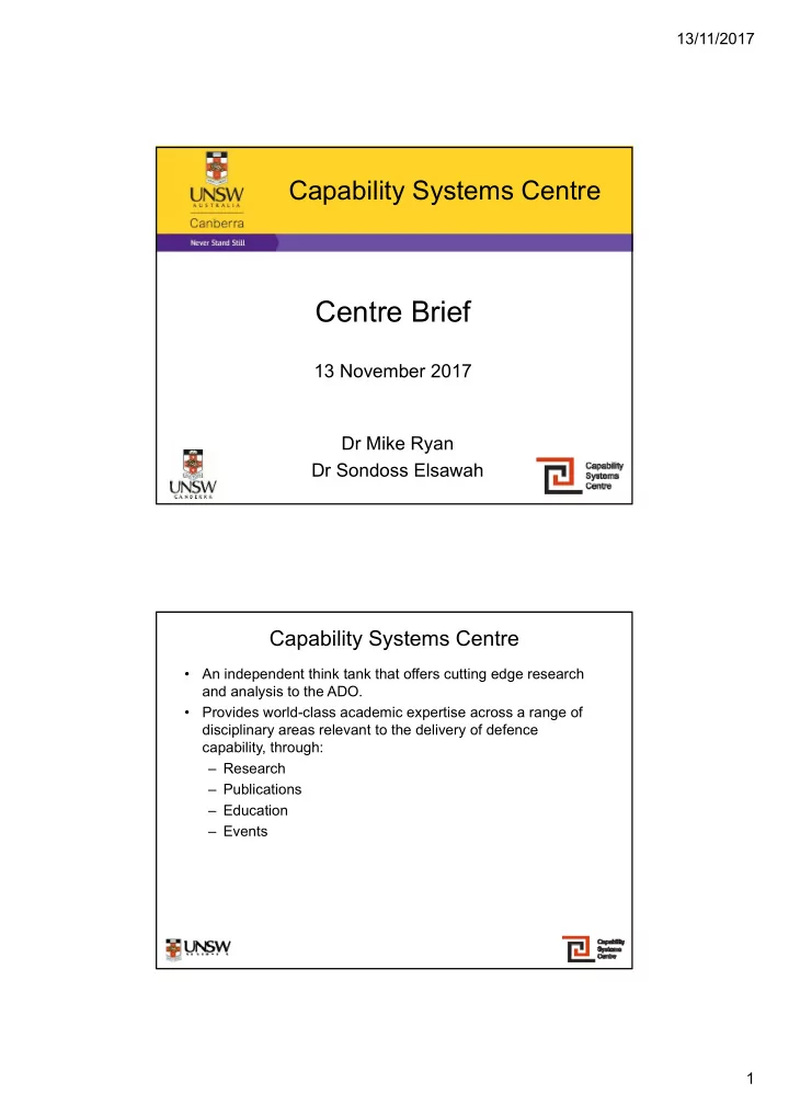 centre brief