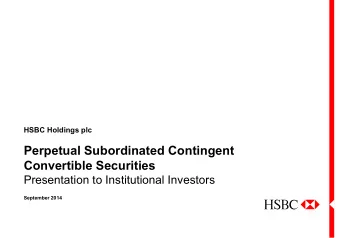 Perpetual Subordinated Contingent  Convertible Securities  Presentation to Institutional Investors