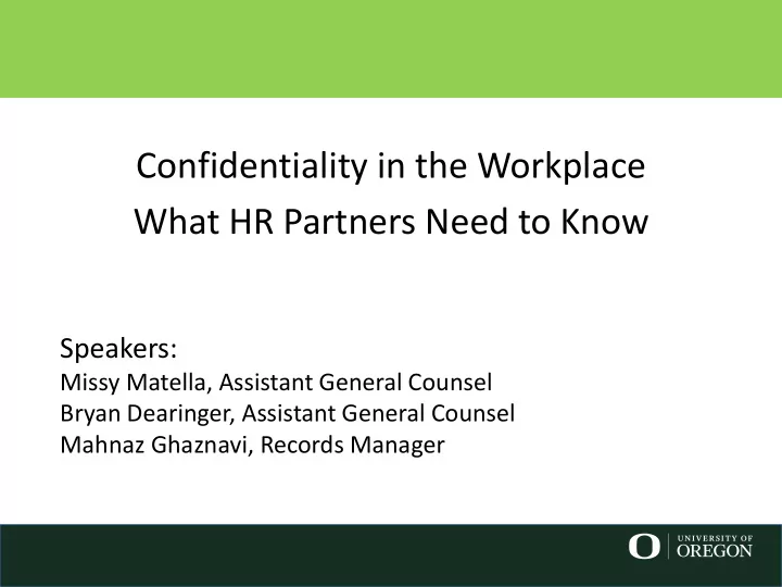 confidentiality in the workplace