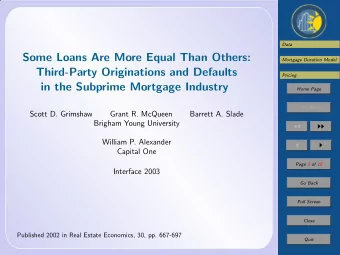 Some Loans Are More Equal Than Others:  Mortgage Duration Model  Third-Party Originations and
