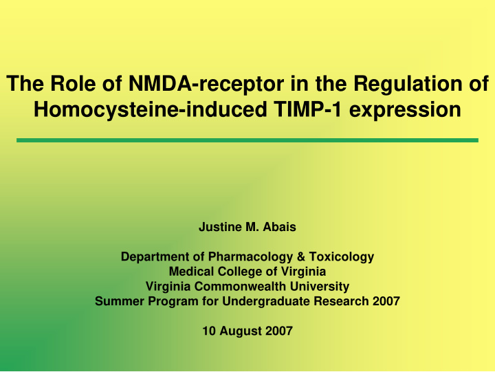 the role of nmda receptor in the regulation of