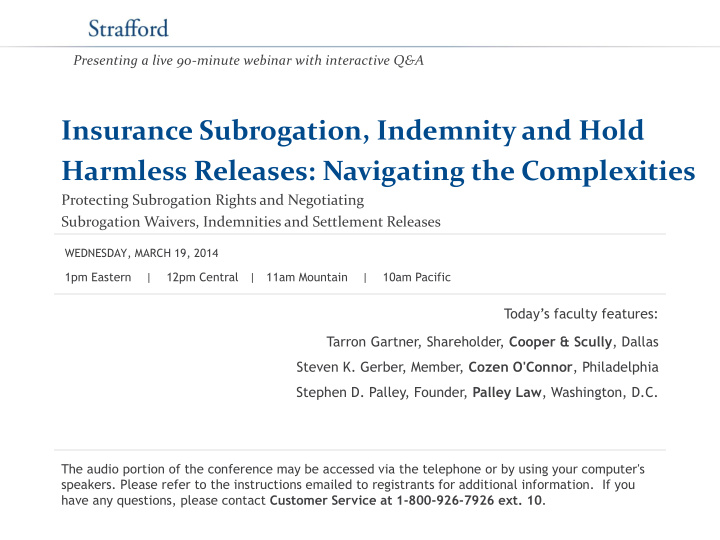 insurance subrogation indemnity and hold harmless