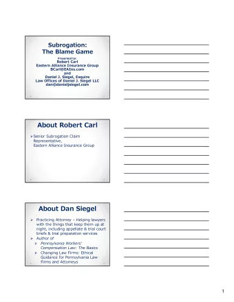 About Robert Carl  Senior Subrogation Claim  Representative,  Eastern Alliance Insurance Group