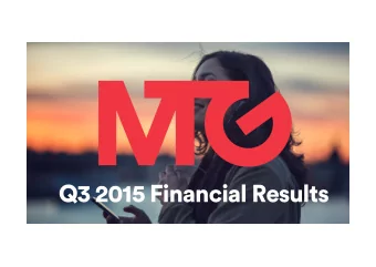 Q3 2015 Financial Results    Record Q3 sales on the back of higher viewing  levels, healthy