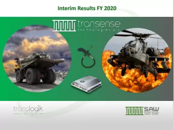 Interim Results FY 2020  TransenseTechnologies plc  Sensor systems for the industrial, mining and