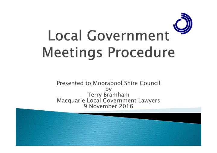 presented to moorabool shire council by terry bramham