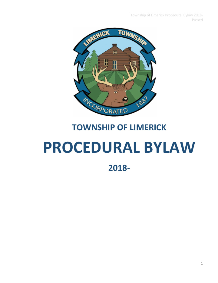 township of limerick procedural bylaw 2018 1 township of