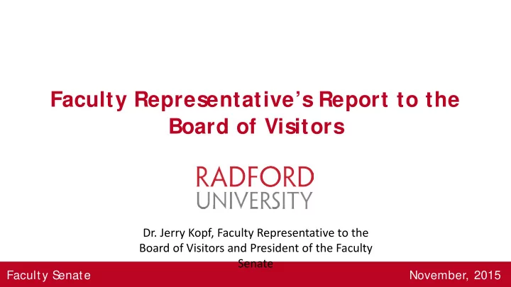 faculty representative s report to the board of visitors