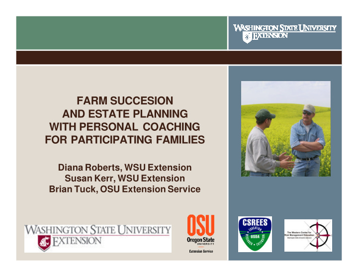 farm succesion and estate planning with personal coaching