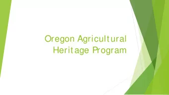 Oregon Agricultural  Heritage Program  Oregon Agricultural Heritage Program  Work Group Members