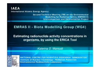 IAEA  International Atomic Energy Agency  Second Technical Meeting (TM) on the Environmental