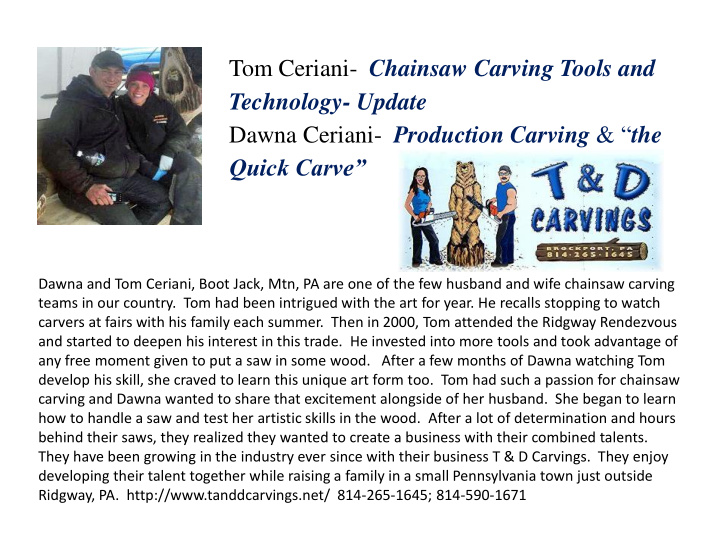 tom ceriani chainsaw carving tools and technology update