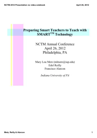 Description of Presentation  Appropriate use of technology is an  essential component of preparing